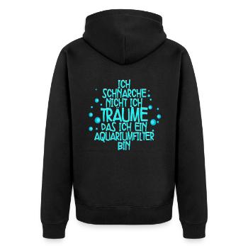 Aquarianer - Unisex Premium Bio Zip Hoodie - Schwarz - Hinten - Nico (187cm)