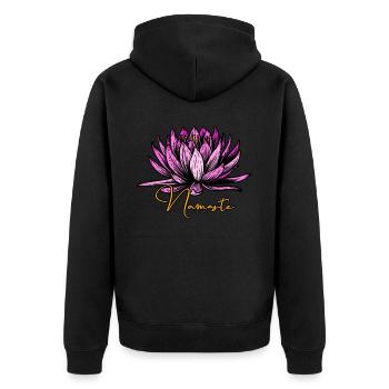 Yoga Namaste - Unisex Premium Bio Zip Hoodie - Schwarz - Hinten - Nico (187cm)