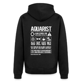 Aquarianer Aquarist - Unisex Premium Bio Zip Hoodie - Schwarz - Hinten - Nico (187cm)