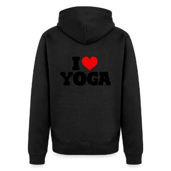 I Love Yoga - Unisex Premium Bio Zip Hoodie - Schwarz - Hinten - Nico (187cm)