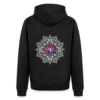 Yoga Mandala - Unisex Premium Bio Zip Hoodie - Schwarz - Hinten - Nico (187cm)