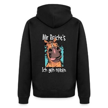 Mir Reichts Ich Geh Reiten Pferde - Unisex Premium Bio Zip Hoodie - Schwarz - Hinten - Nico (187cm)