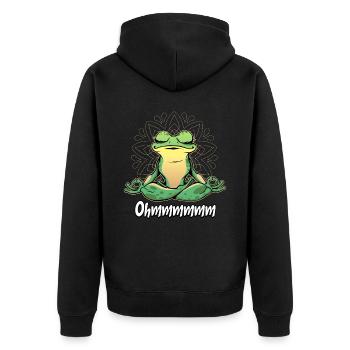 Yoga Frosch - Unisex Premium Bio Zip Hoodie - Schwarz - Hinten - Nico (187cm)