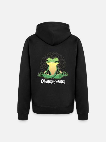 Yoga Frosch - Unisex Premium Bio Zip Hoodie - Schwarz