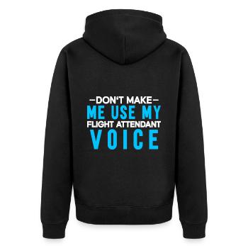 Flugbegleiter Stewardess Cabin Crew - Unisex Premium Bio Zip Hoodie - Schwarz - Hinten - Nico (187cm)
