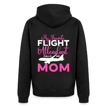 Flugbegleiter Stewardess Cabin Crew - Unisex Premium Bio Zip Hoodie - Schwarz - Hinten - Nico (187cm)