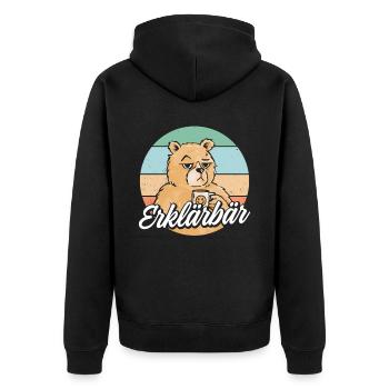 Erklärbär Nachhilfe Nachilfelehrer Förderlehrer - Unisex Premium Bio Zip Hoodie - Schwarz - Hinten - Nico (187cm)