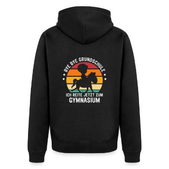 Bye Bye Grundschule Pferd Mädchen Einschulung - Unisex Premium Bio Zip Hoodie - Schwarz - Hinten - Nico (187cm)