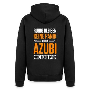 Ruhig Bleiben Keine Panik Ich Bin Azubi Und Regel - Unisex Premium Bio Zip Hoodie - Schwarz - Hinten - Nico (187cm)