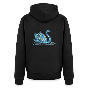 Mandala Schwan Geometrisches Muster Kunst - Unisex Premium Bio Zip Hoodie - Schwarz - Hinten - Nico (187cm)