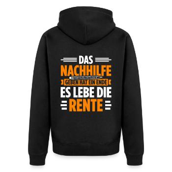Das Nachhilfe Geben Hat Ein Ende Es Lebe Die Rente - Unisex Premium Bio Zip Hoodie - Schwarz - Hinten - Nico (187cm)