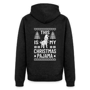 Australian Shepherd Weihnachten Hund Welpe - Unisex Premium Bio Zip Hoodie - Schwarz - Hinten - Nico (187cm)