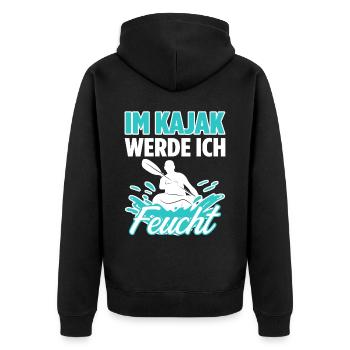Im Kajak Werde Ich Feucht Geschenk - Unisex Premium Bio Zip Hoodie - Schwarz - Hinten - Nico (187cm)