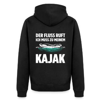 Der Fluss Ruft Ich Muss Zu Meinem Kajak - Unisex Premium Bio Zip Hoodie - Schwarz - Hinten - Nico (187cm)