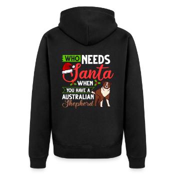 Australian Shepherd Weihnachten Hund Welpe - Unisex Premium Bio Zip Hoodie - Schwarz - Hinten - Nico (187cm)