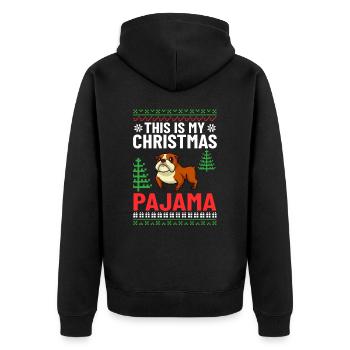 Chien Bulldog anglais Chiots Noël - Veste à capuche bio Premium Unisexe - noir - Dos - Nico (187cm)