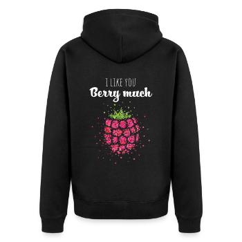 Himbeere Berry Kostümersatz Karneval Fasching - Unisex Premium Bio Zip Hoodie - Schwarz - Hinten - Nico (187cm)