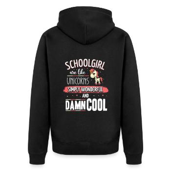 Schoolgirls are like unicorns schoolchild - Unisex Premium Organic Zip Hoodie - black - Back - Nico (187cm)