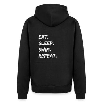 Swimming - eat. Sleep. Swim. repeat. - Unisex Premium Organic Zip Hoodie - black - Back - Nico (187cm)