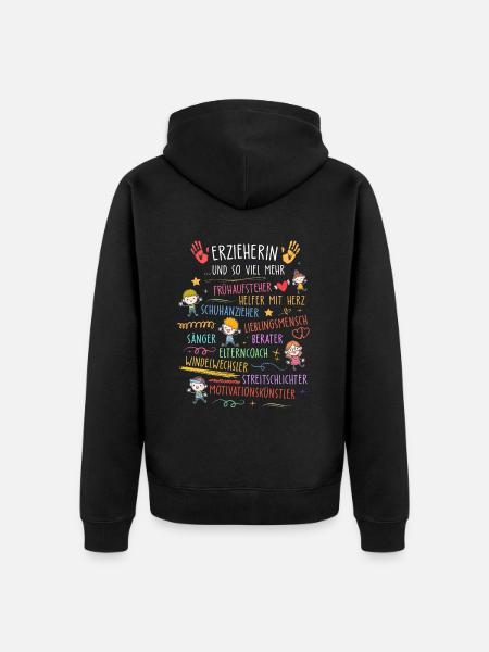 Erzieherin - Unisex Premium Bio Zip Hoodie - Schwarz