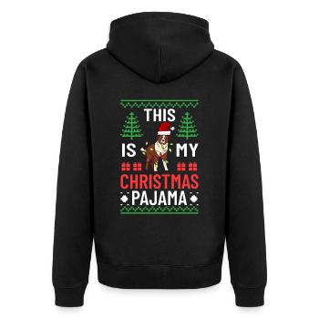 Australian Shepherd Weihnachten Hund Welpe - Unisex Premium Bio Zip Hoodie - Schwarz - Hinten - Nico (187cm)