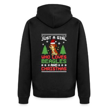 Beagle Hund Welpen Besitzer Liebhaber Weihnachten - Unisex Premium Bio Zip Hoodie - Schwarz - Hinten - Nico (187cm)