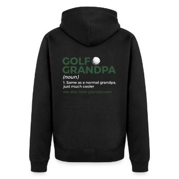 Golf Spieler Spruch Geschenkidee - Unisex Premium Bio Zip Hoodie - Schwarz - Hinten - Nico (187cm)