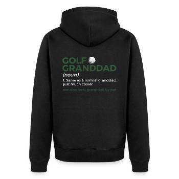 Golf Spieler Spruch Geschenkidee - Unisex Premium Bio Zip Hoodie - Schwarz - Hinten - Nico (187cm)