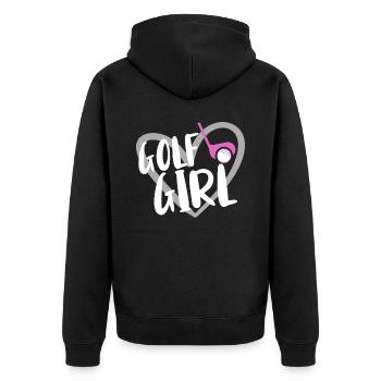 Golf Spieler Spruch Geschenkidee - Unisex Premium Bio Zip Hoodie - Schwarz - Hinten - Nico (187cm)
