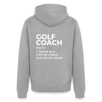 Golf Spieler Spruch Geschenkidee - Unisex Premium Bio Zip Hoodie - Grau meliert - Hinten - Nico (187cm)