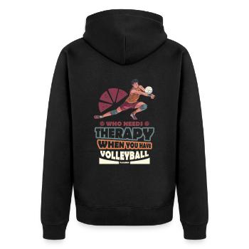 Volleyball Beachvolleyball Geschenk Strand - Unisex Premium Bio Zip Hoodie - Schwarz - Hinten - Nico (187cm)