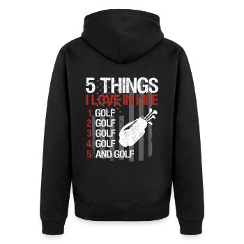 Golf Spieler Spruch Geschenkidee - Unisex Premium Bio Zip Hoodie - Schwarz - Hinten - Nico (187cm)