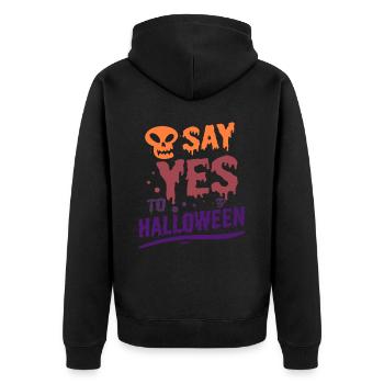 Say yes to Halloween - Unisex Premium Organic Zip Hoodie - black - Back - Nico (187cm)