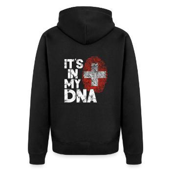 Schweiz Schweizer Swiss Alpen Geschenk - Unisex Premium Bio Zip Hoodie - Schwarz - Hinten - Nico (187cm)