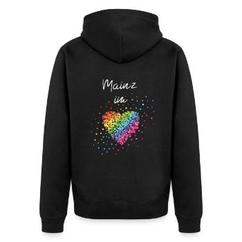 Mainz im Herz Karneval Fasching LGBTQ Regenbogen - Unisex Premium Bio Zip Hoodie - Schwarz - Hinten - Nico (187cm)