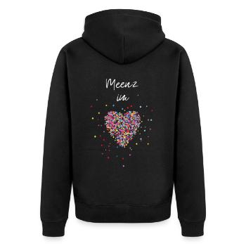 Meenz im Herz Karneval Fasching Fasnacht Mainz - Unisex Premium Bio Zip Hoodie - Schwarz - Hinten - Nico (187cm)