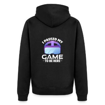 VR - Unisex Premium Bio Zip Hoodie - Schwarz - Hinten - Nico (187cm)