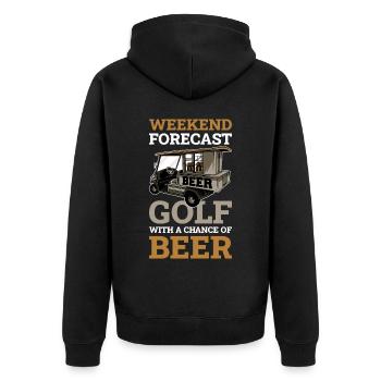 Golf With A Chance Of Beer Golf Gift - Unisex Premium Organic Zip Hoodie - black - Back - Nico (187cm)