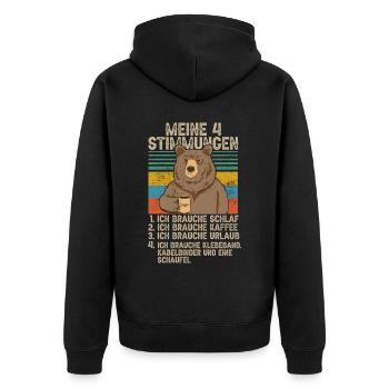 4 Stimmungen Katze Lustige Sprüche Kaffee - Unisex Premium Bio Zip Hoodie - Schwarz - Hinten - Nico (187cm)