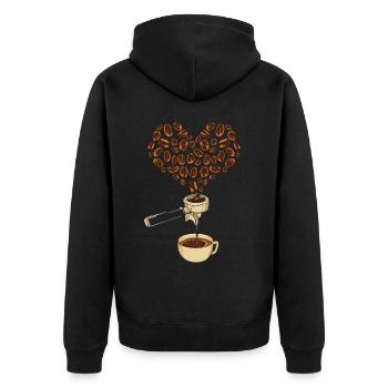Love for espresso coffee machine - Unisex Premium Organic Zip Hoodie - black - Back - Nico (187cm)
