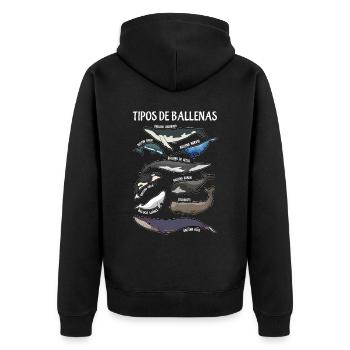 Types of whales Ilustaciones Spanish - Unisex Premium Organic Zip Hoodie - black - Back - Nico (187cm)