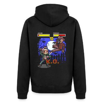 Halloween Gamer Arcade Fight Jason Freddy - Unisex Premium Organic Zip Hoodie - black - Back - Nico (187cm)