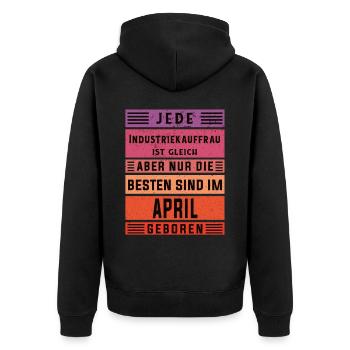 Kaufmann Geburtstag April geboren - Unisex Premium Bio Zip Hoodie - Schwarz - Hinten - Nico (187cm)