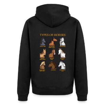 Types of Horses English Riding - Unisex Premium Organic Zip Hoodie - black - Back - Nico (187cm)