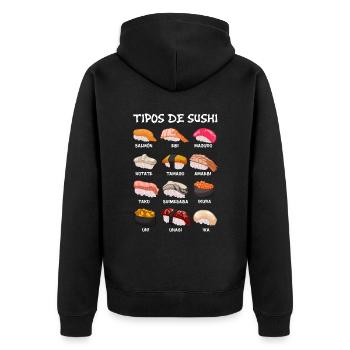 Types of Sushi Food Japan Manga Anime - Unisex Premium Organic Zip Hoodie - black - Back - Nico (187cm)