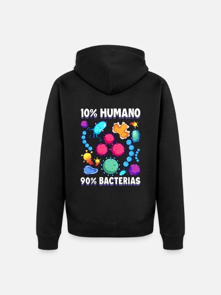10 Human 90 Bacteria Biology Science - Unisex Premium Organic Zip Hoodie - black