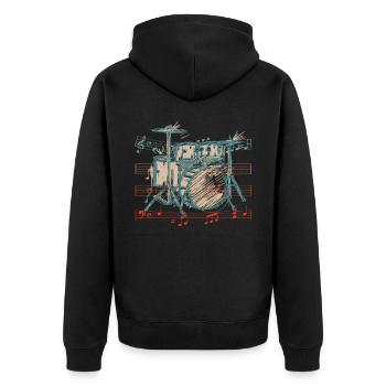 Batterie Batteur Musicien Batteur - Veste à capuche bio Premium Unisexe - noir - Dos - Nico (187cm)
