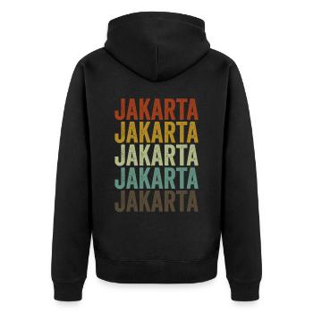 Jakarta Indonésie Retro Vintage - Veste à capuche bio Premium Unisexe - noir - Dos - Nico (187cm)