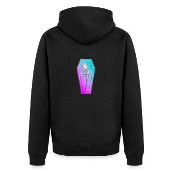 rose coffin pastel grunge style goth - Unisex Premium Bio Zip Hoodie - Schwarz - Hinten - Nico (187cm)
