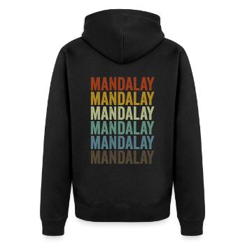Mandalay Myanmar Rétro Vintage - Veste à capuche bio Premium Unisexe - noir - Dos - Nico (187cm)